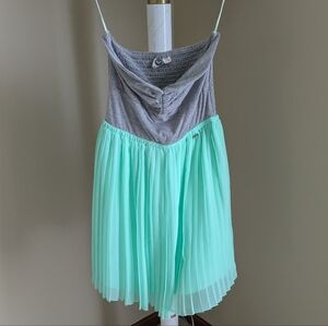 Roxy Gray Pleated Strapless Sundress